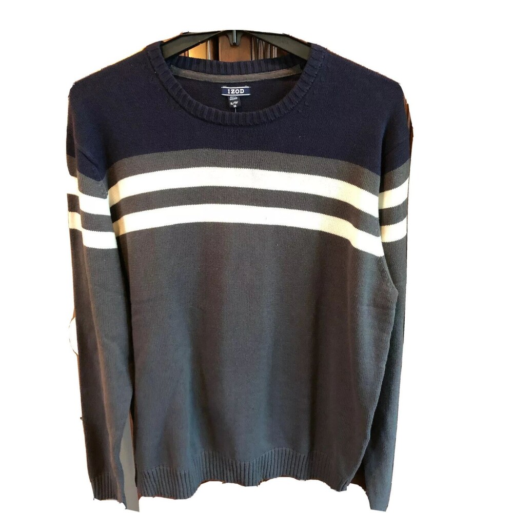 NWT Izod Navy Gray Sweater Large